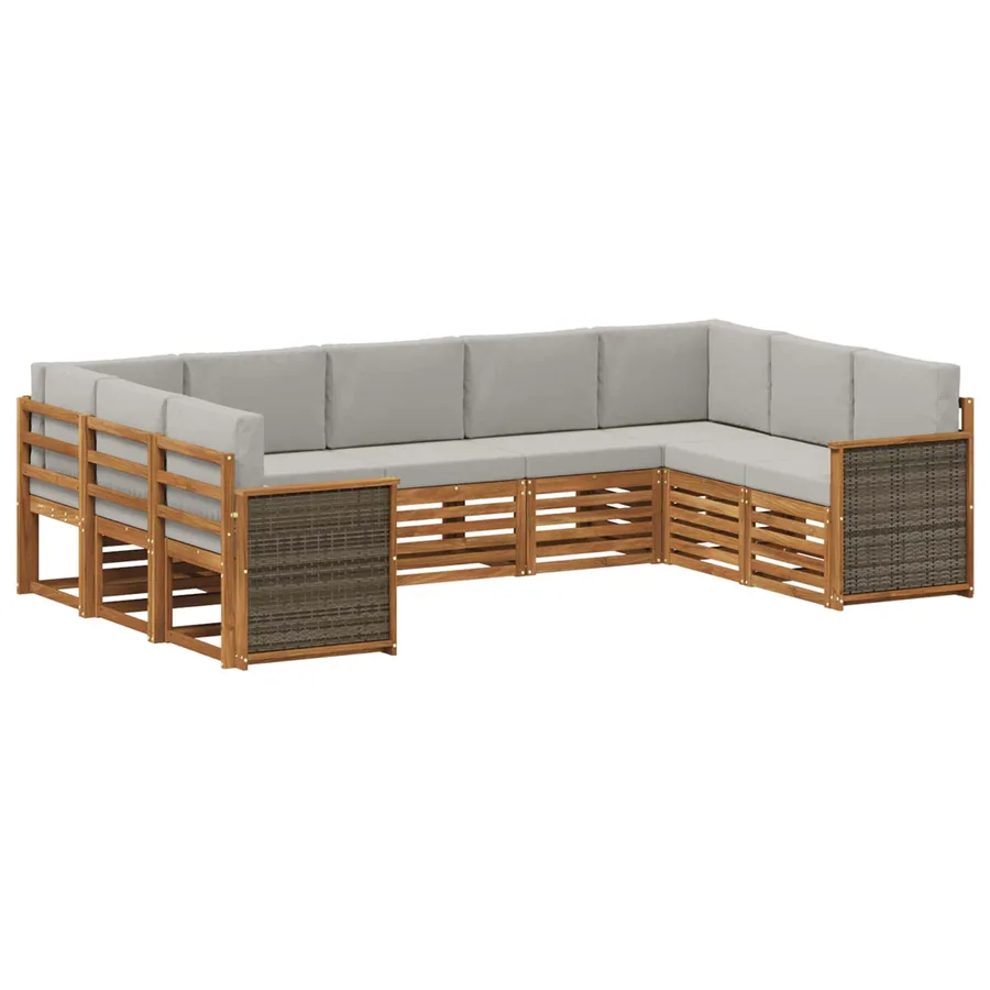 Ensemble de canapé d'angle 7 pcs Naturel et gris clair - 2