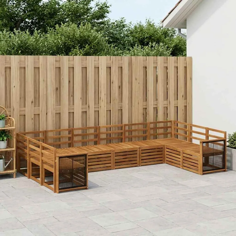 Ensemble de canapé d'angle 7 pcs Naturel Bois d'Acacia Massif