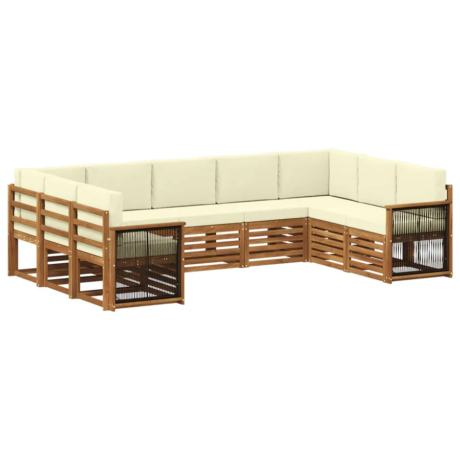Ensemble de canapé d'angle avec coussin 7 pcs Naturel et Crème - 2
