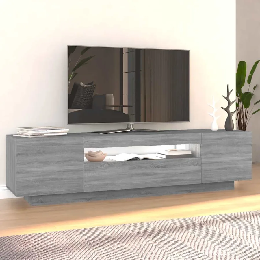 Meuble TV avec lumières LED Sonoma gris 160x35x40 cm - 5