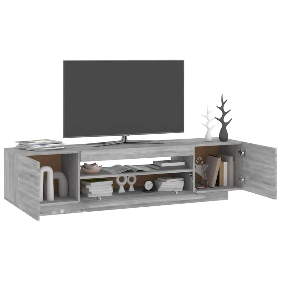 Meuble TV avec lumières LED Sonoma gris 160x35x40 cm - 6