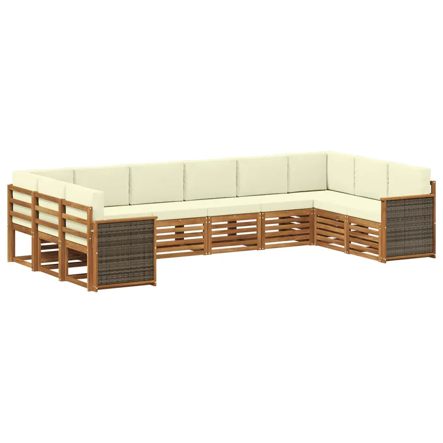 Ensemble de canapé d'angle avec coussin 7 pcs Naturel et Crème - 2
