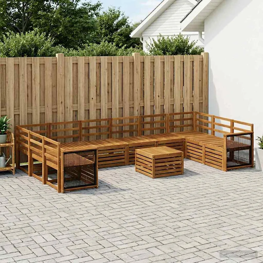 Ensemble de canapés d'extérieur 8 pcs Naturel