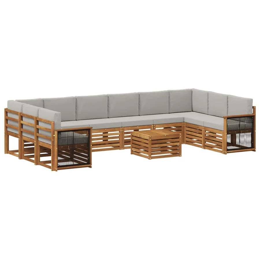 Ensemble de canapés d'extérieur 8 pcs Naturel et gris clair - 2
