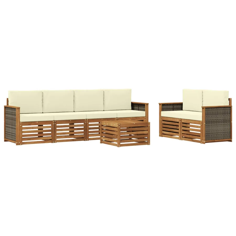 Ensemble de canapés d'extérieur 7 pcs Naturel et Crème - 2