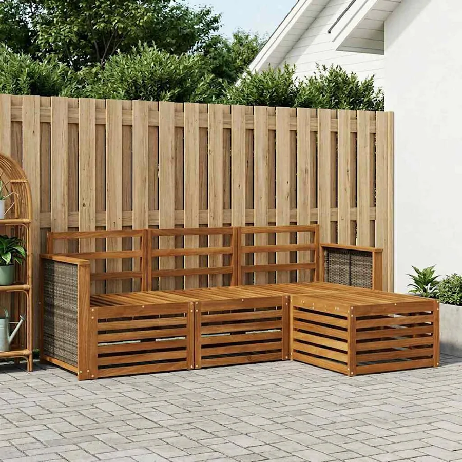 Ensemble de canapés d'extérieur 4 pcs Naturel