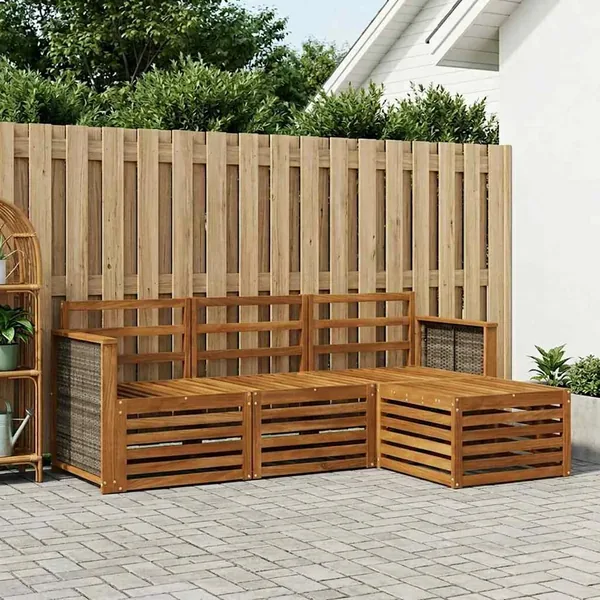Ensemble de canapés d'extérieur 4 pcs Naturel