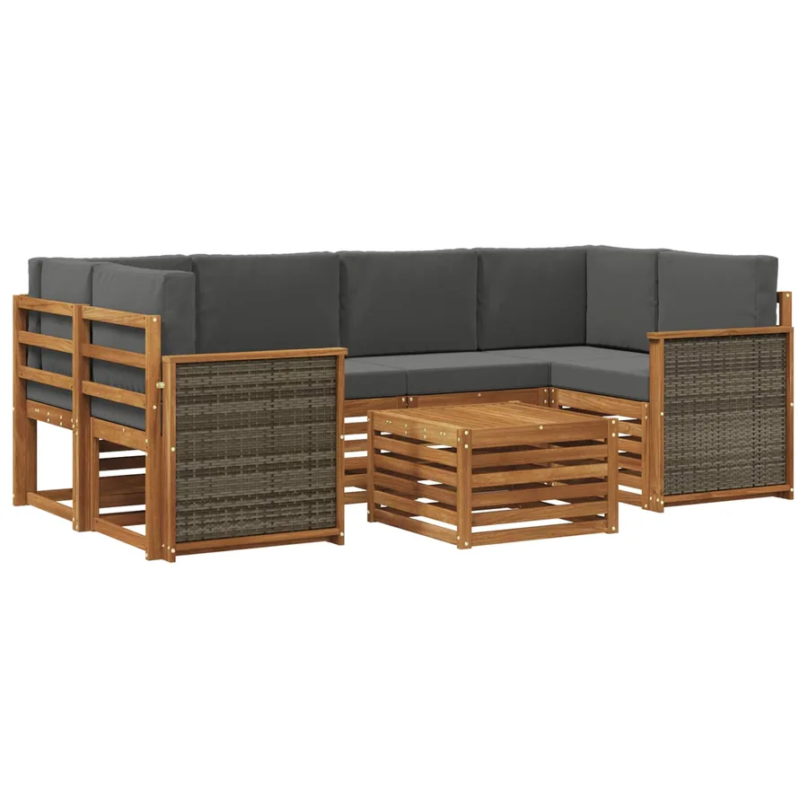 Ensemble de canapés d'extérieur 7 pcs Naturel et Anthracite - 2