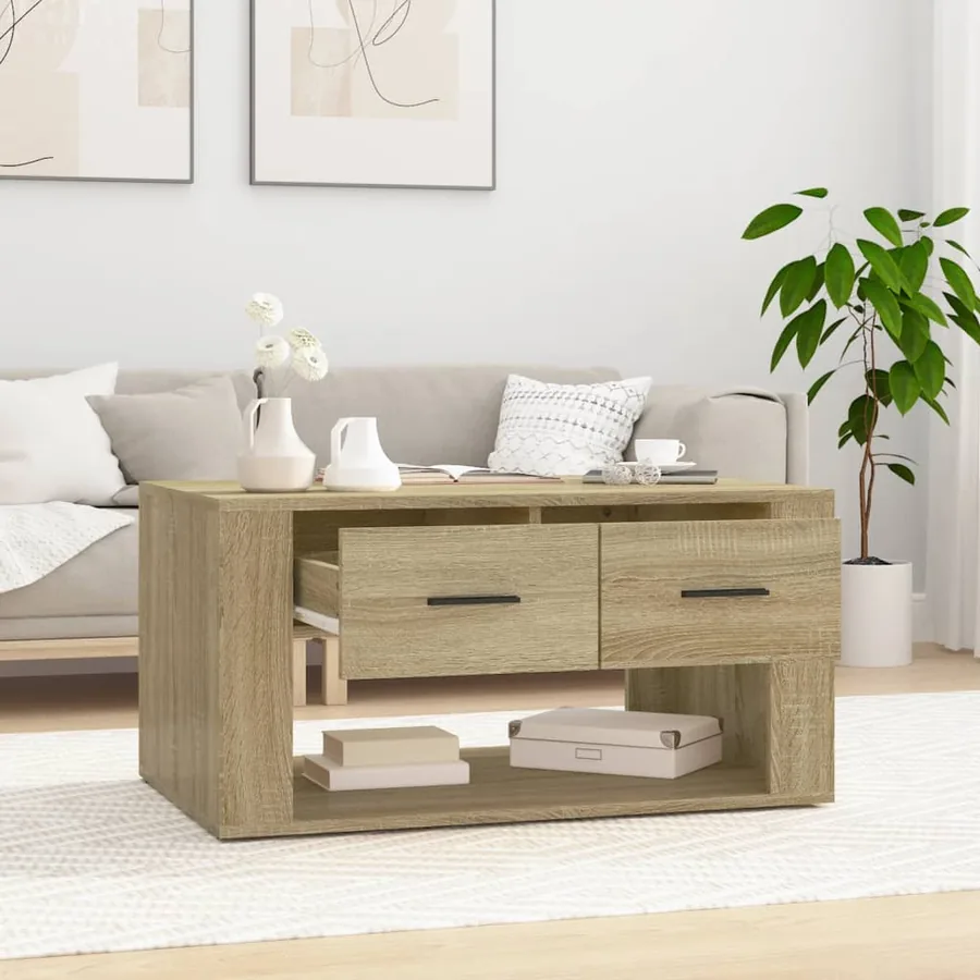 Table basse Chêne sonoma 80x50x40 cm Bois d'ingénierie - 3