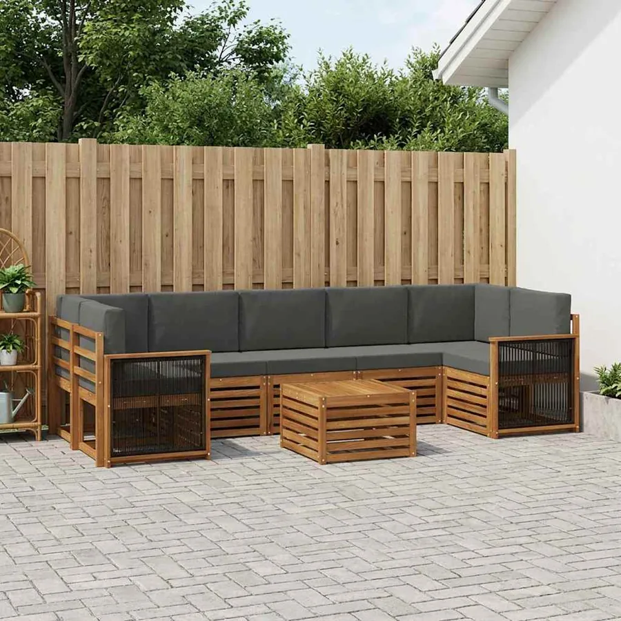 Ensemble de canapés d'extérieur 8 pcs Naturel et Anthracite