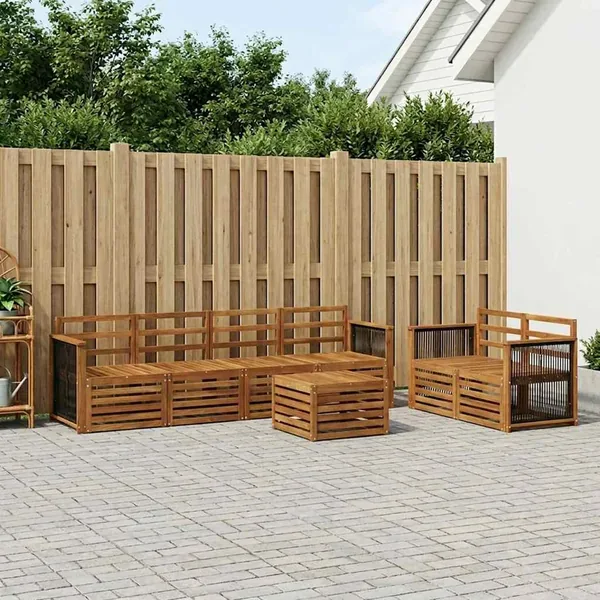 Ensemble de canapés d'extérieur 7 pcs Naturel