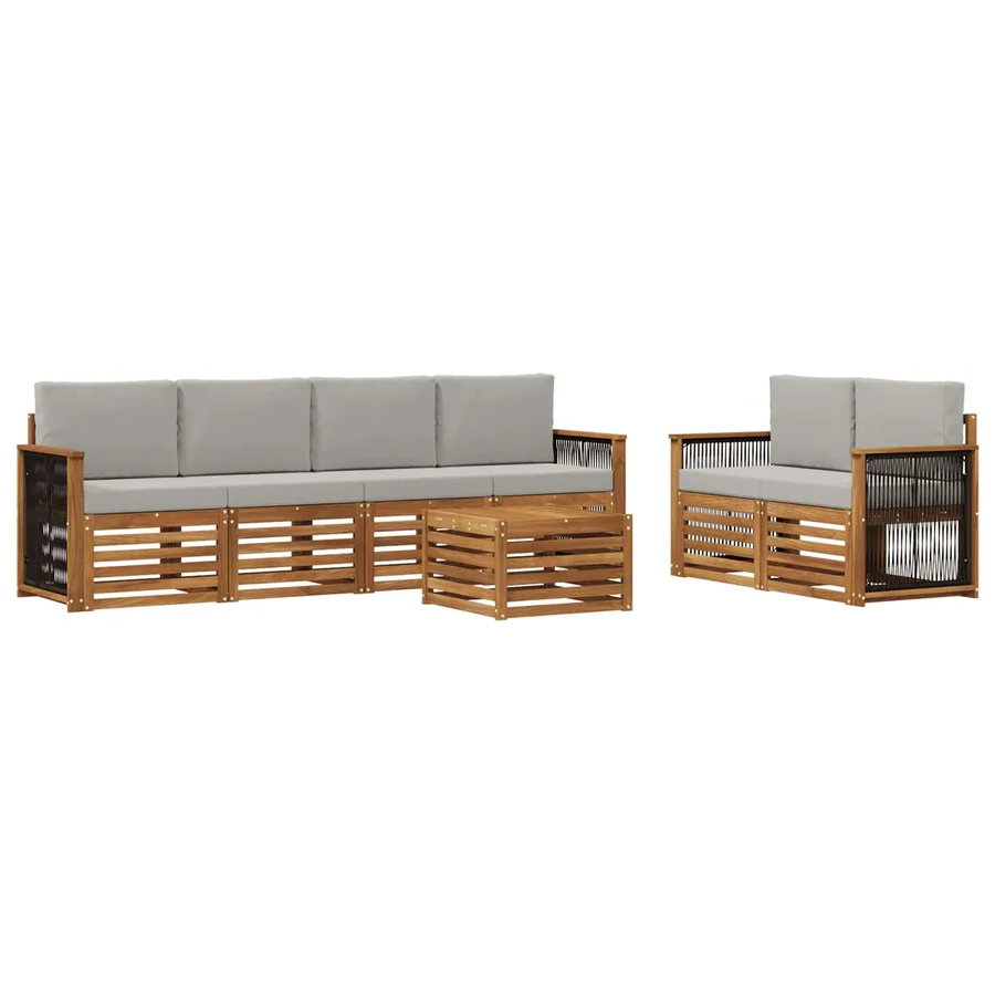Ensemble de canapés d'extérieur 7 pcs Naturel et gris clair - 2