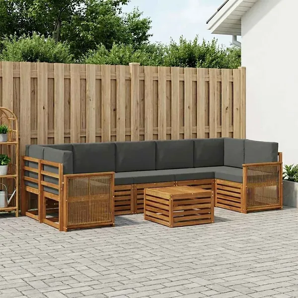 Ensemble de canapés d'extérieur 8 pcs Naturel et Anthracite