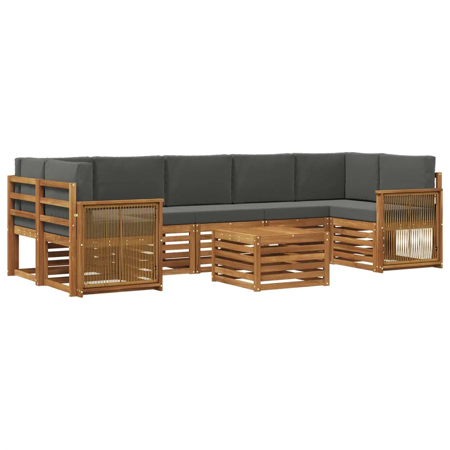 Ensemble de canapés d'extérieur 8 pcs Naturel et Anthracite - 2