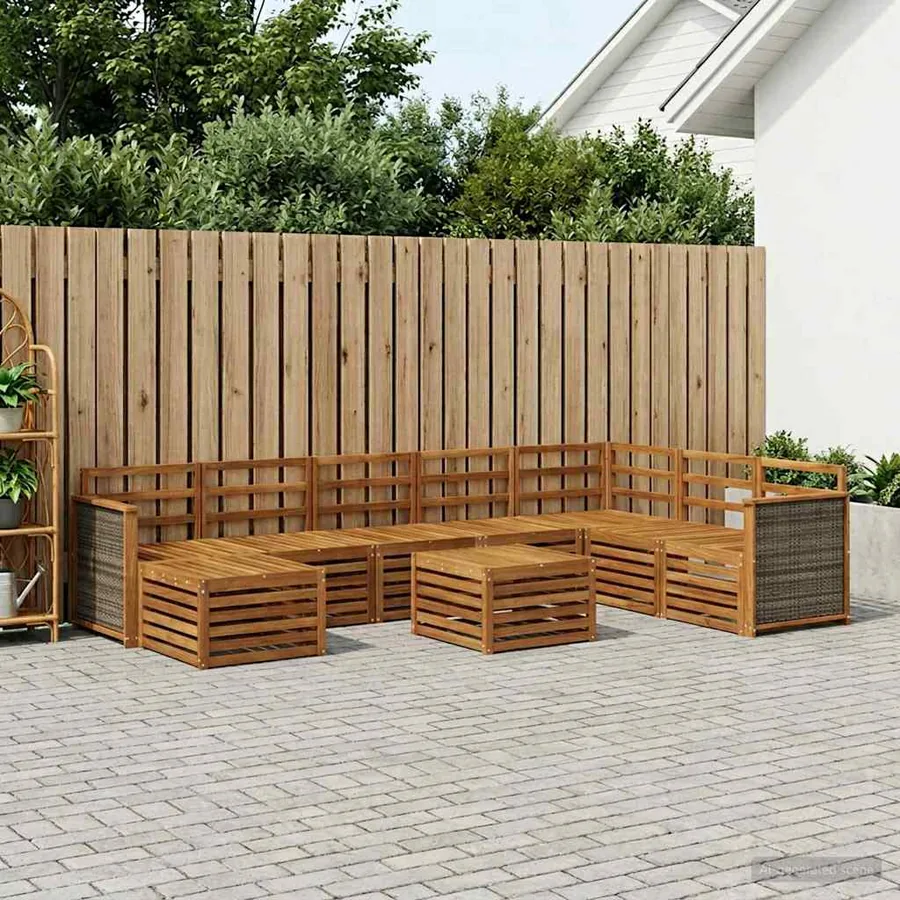 Ensemble de canapés d'extérieur 7 pcs Naturel