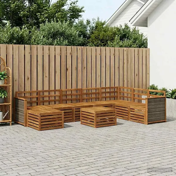 Ensemble de canapés d'extérieur 7 pcs Naturel