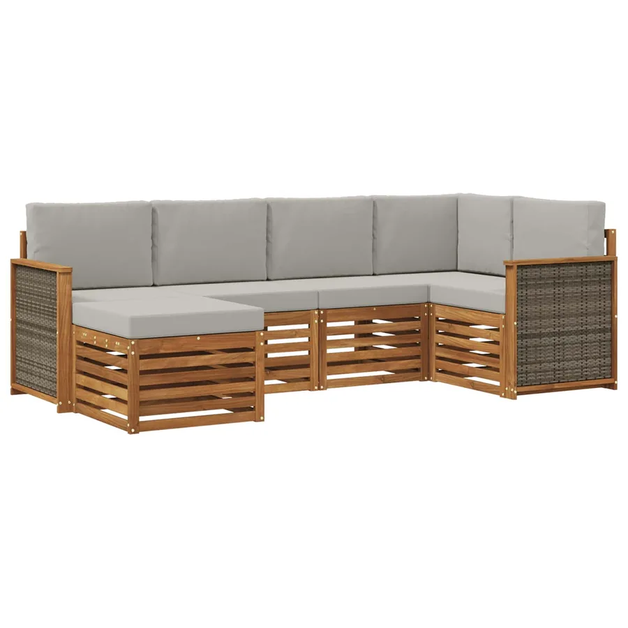Ensemble de canapé d'angle 5 pcs Naturel et gris clair - 2