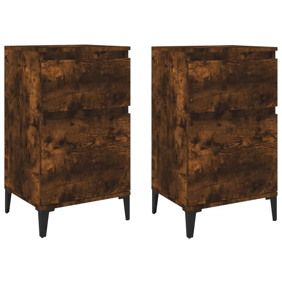 Tables de chevet 2 pcs chêne fumé 40x35x70 cm - 2