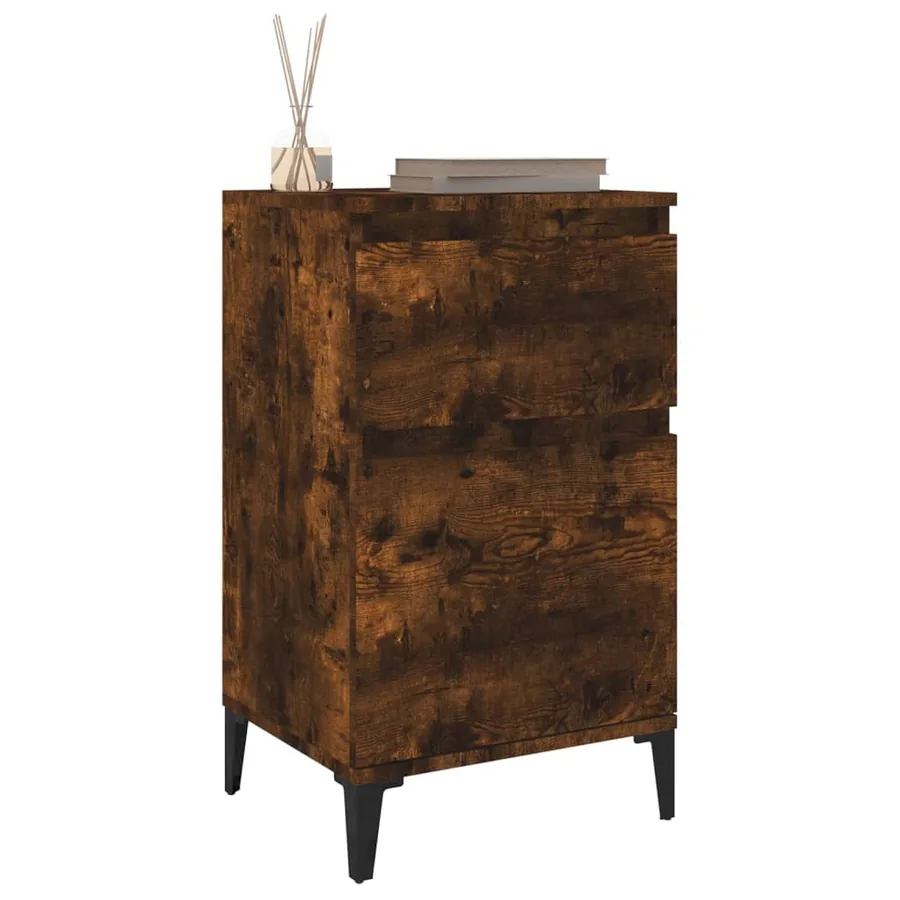 Tables de chevet 2 pcs chêne fumé 40x35x70 cm - 4