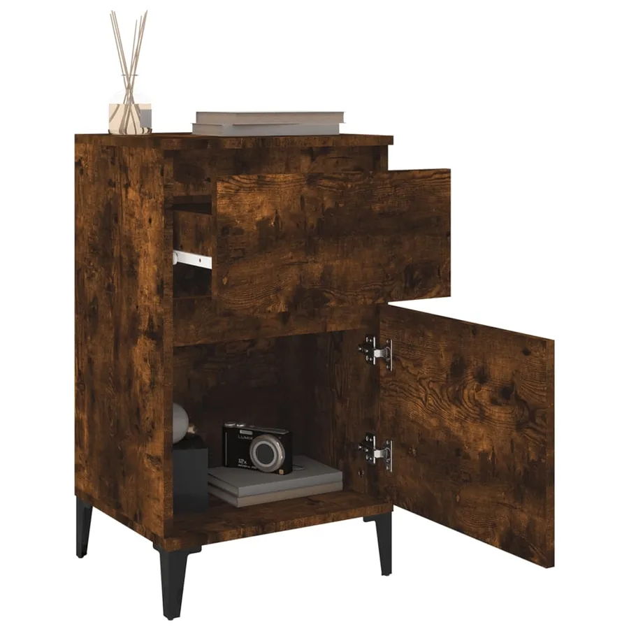 Tables de chevet 2 pcs chêne fumé 40x35x70 cm - 5