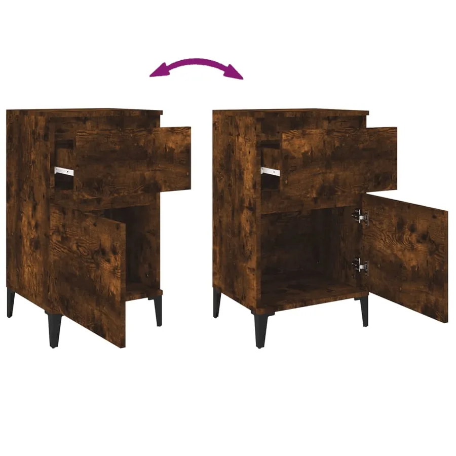 Tables de chevet 2 pcs chêne fumé 40x35x70 cm - 9