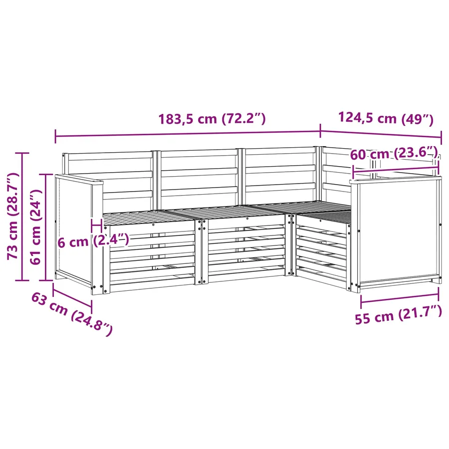 Ensembles de canapés 4 pcs Bois d'Acacia Massif - 6