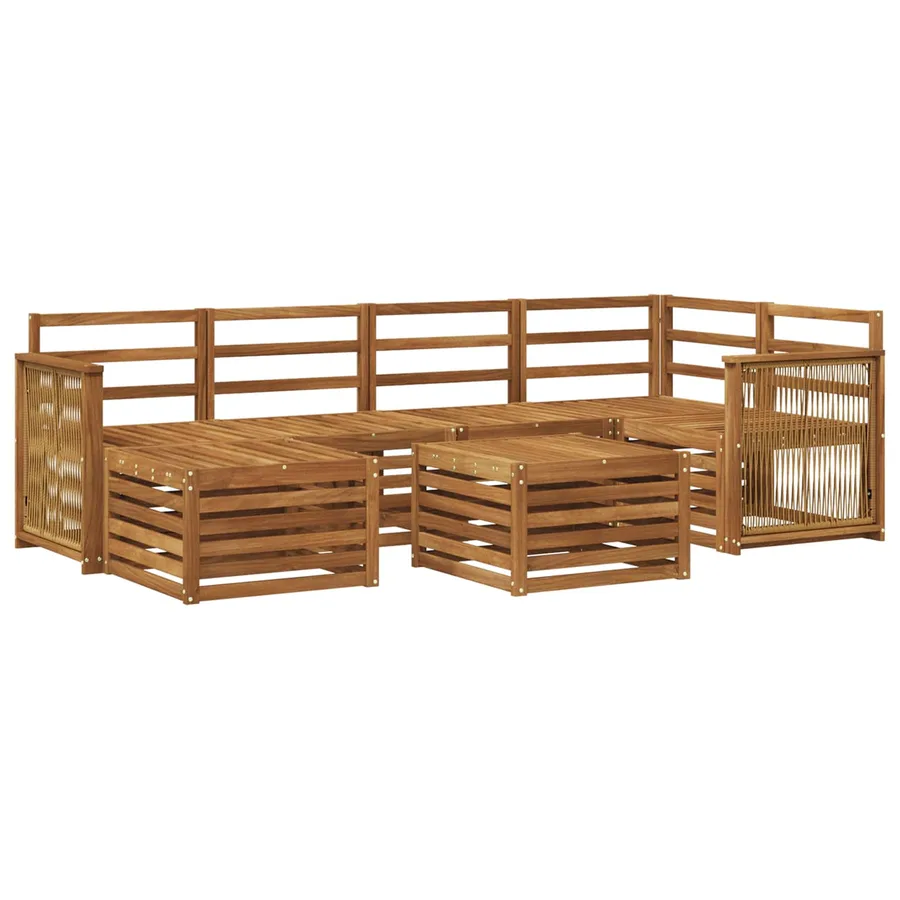Ensemble de canapé d'angle 6 pcs Naturel Bois d'Acacia Massif - 2