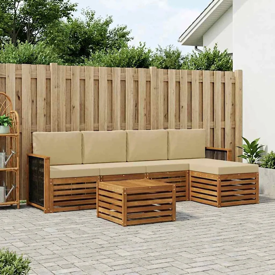 Ensemble de canapés d'extérieur 6 pcs Naturel et Beige