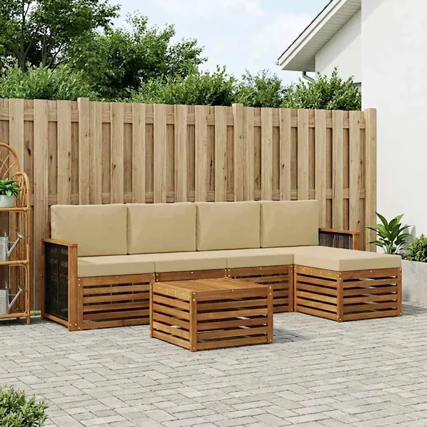 Ensemble de canapés d'extérieur 6 pcs Naturel et Beige
