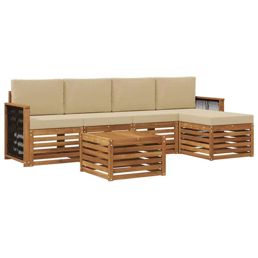Ensemble de canapés d'extérieur 6 pcs Naturel et Beige - 2