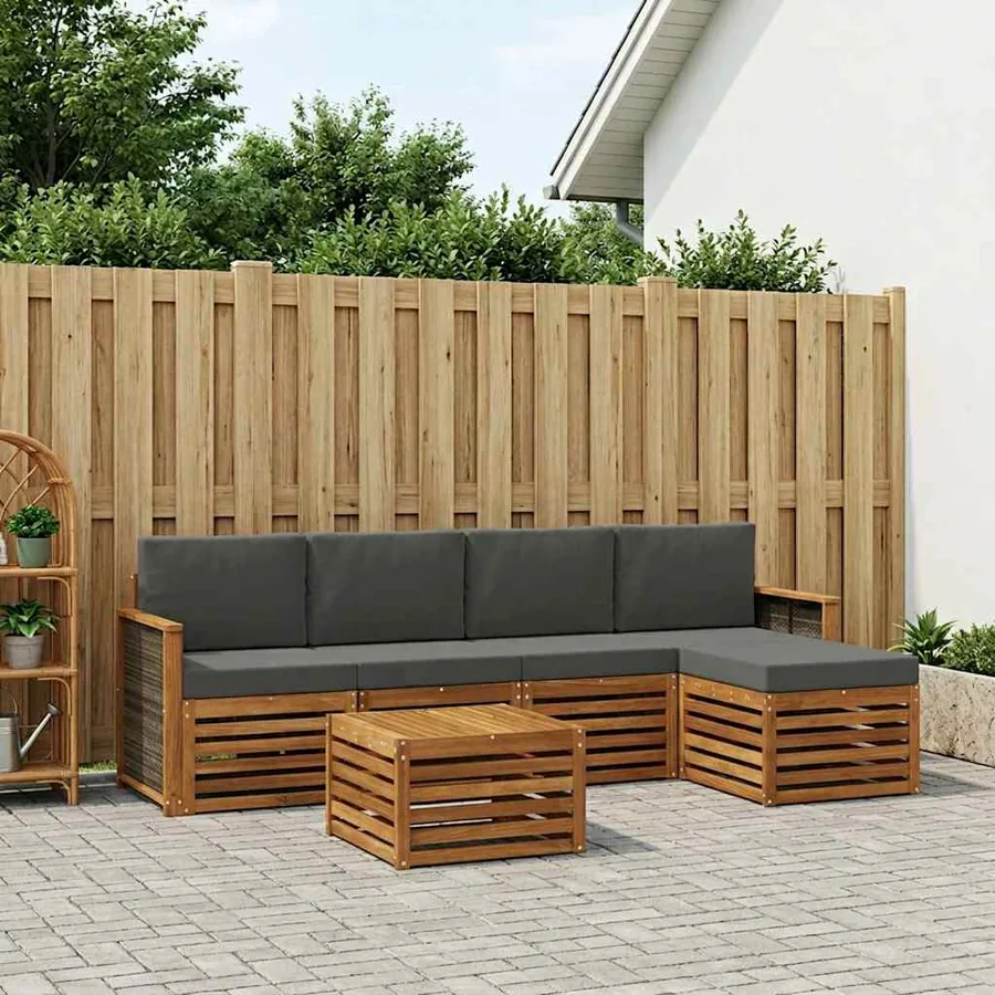 Ensemble de canapés d'extérieur 6 pcs Naturel et Anthracite