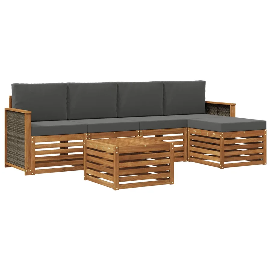 Ensemble de canapés d'extérieur 6 pcs Naturel et Anthracite - 2