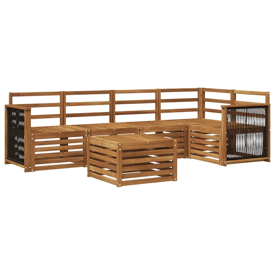 Ensemble de canapé d'angle 5 pcs Naturel Bois d'Acacia Massif - 2