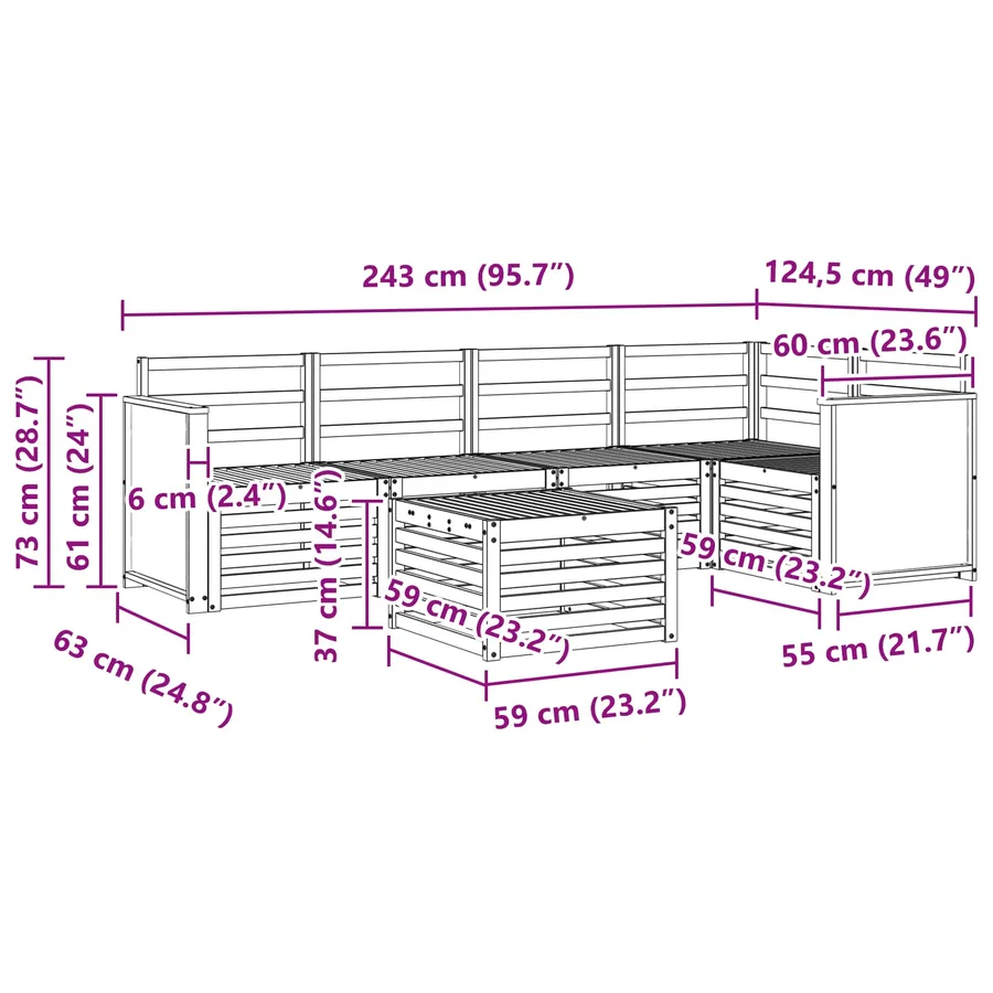 Ensemble de canapé d'angle 5 pcs Naturel Bois d'Acacia Massif - 9