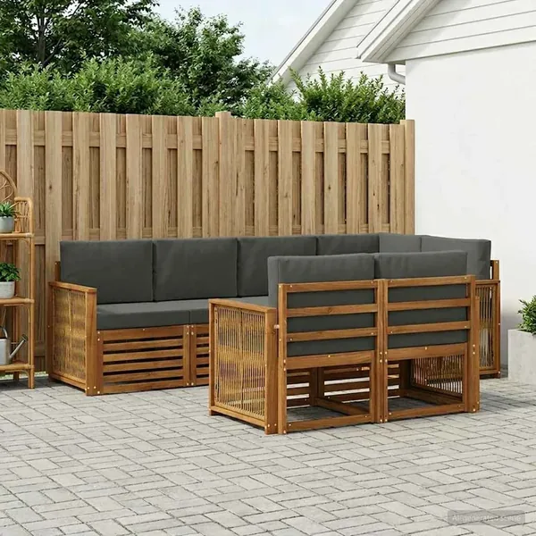 Ensemble de canapé d'angle 6 pcs Naturel et Anthracite