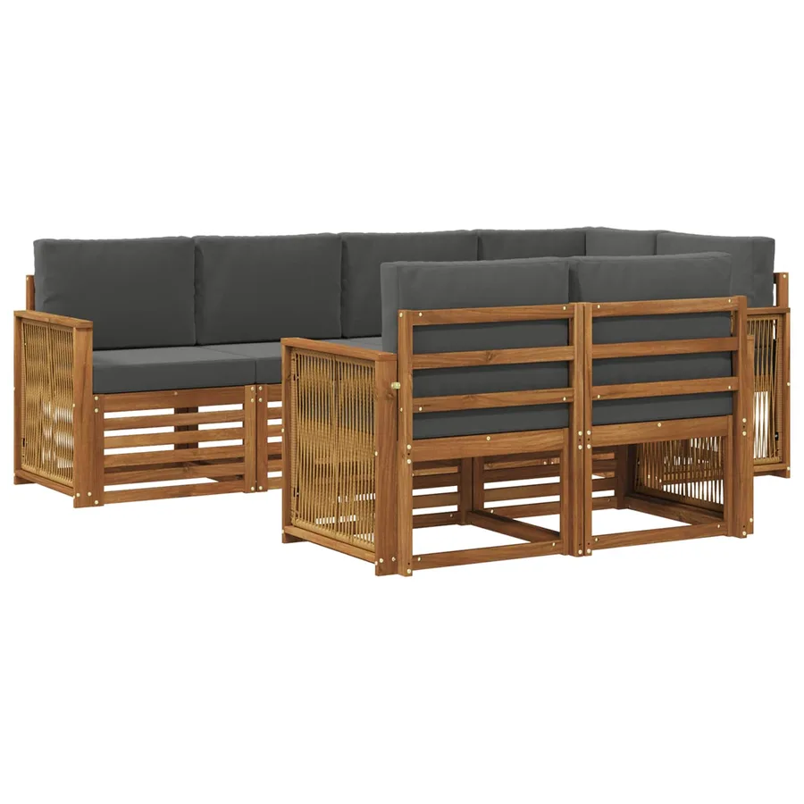 Ensemble de canapé d'angle 6 pcs Naturel et Anthracite - 2