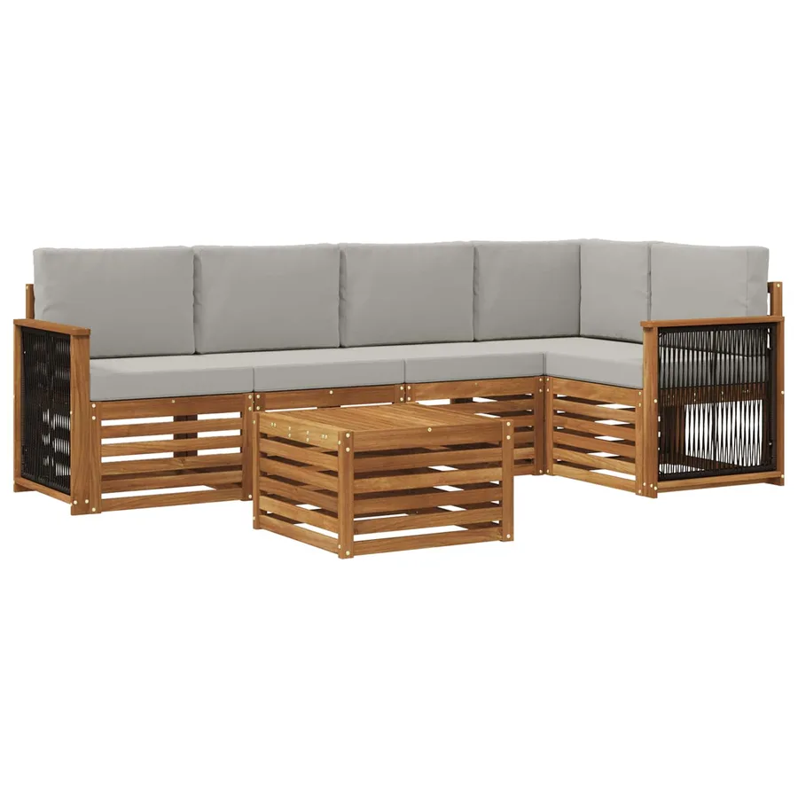 Ensemble de canapé d'angle 5 pcs Naturel et gris clair - 2