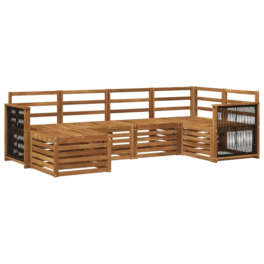 Ensemble de canapé d'angle 5 pcs Naturel Bois d'Acacia Massif - 2