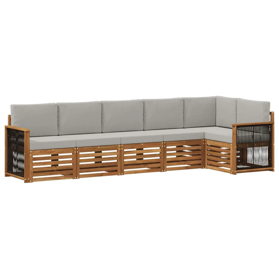 Ensemble de canapé d'angle 5 pcs Naturel et gris clair - 2