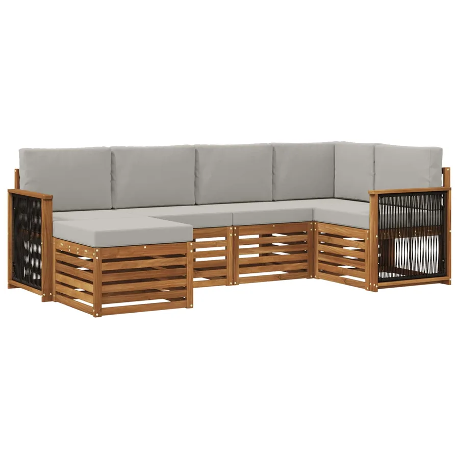 Ensemble de canapé d'angle 5 pcs Naturel et gris clair - 2