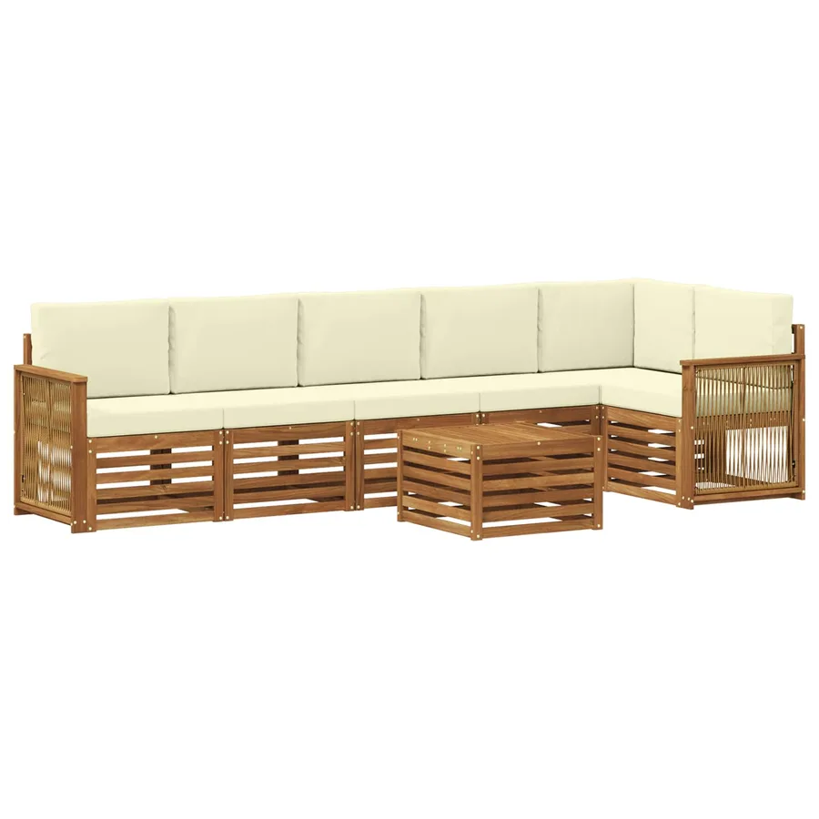 Ensemble de canapé d'angle avec coussin 6 pcs Naturel et Crème - 2