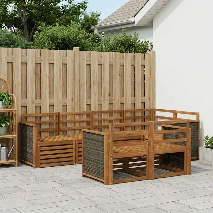 Ensemble de canapé d'angle 6 pcs Naturel Bois d'Acacia Massif