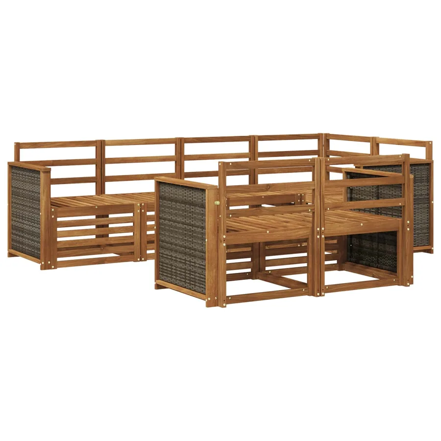 Ensemble de canapé d'angle 6 pcs Naturel Bois d'Acacia Massif - 2