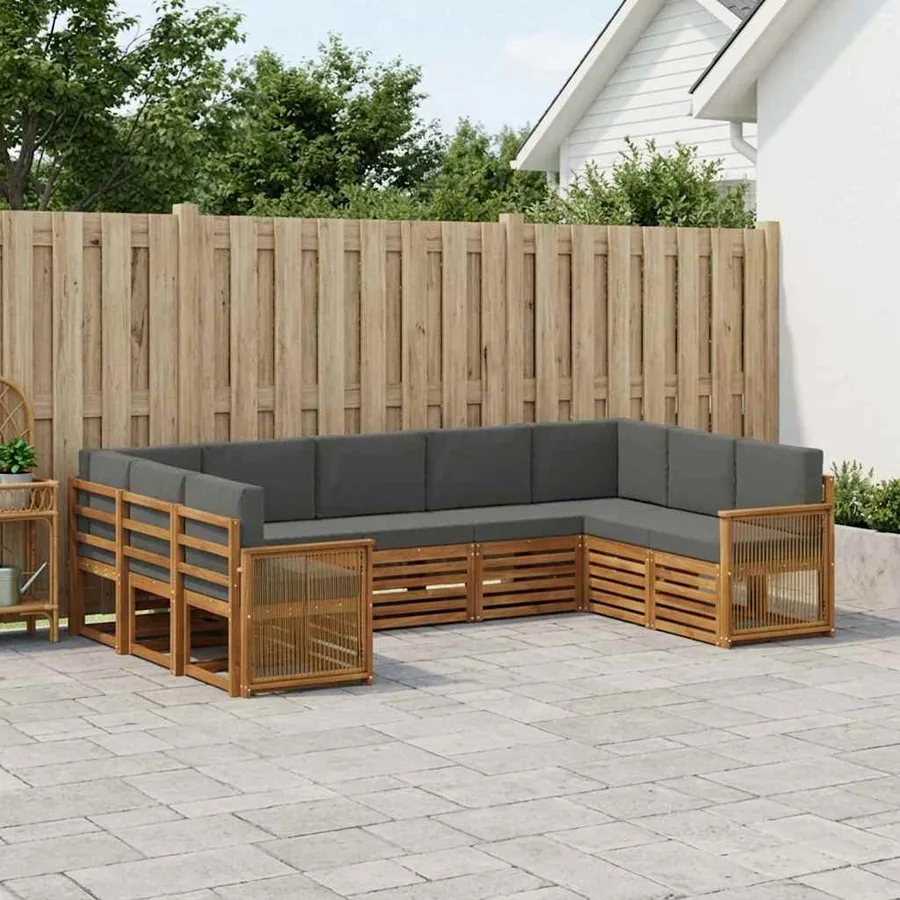 Ensemble de canapé d'angle 7 pcs Naturel et Anthracite