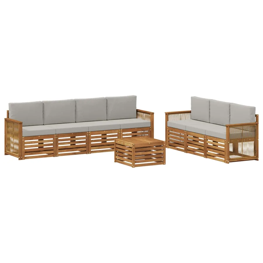 Ensembles de canapés avec coussin 8 pcs Bois d'Acacia Massif - 2