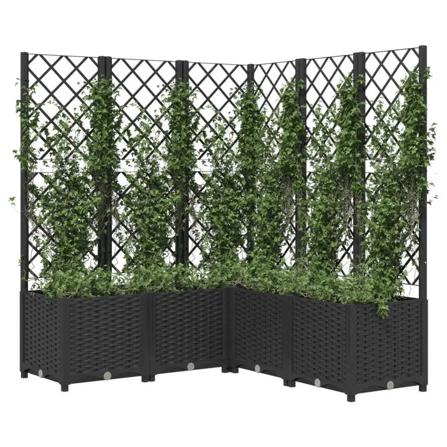 Jardinière avec treillis Noir 120x120x136 cm PP - 7