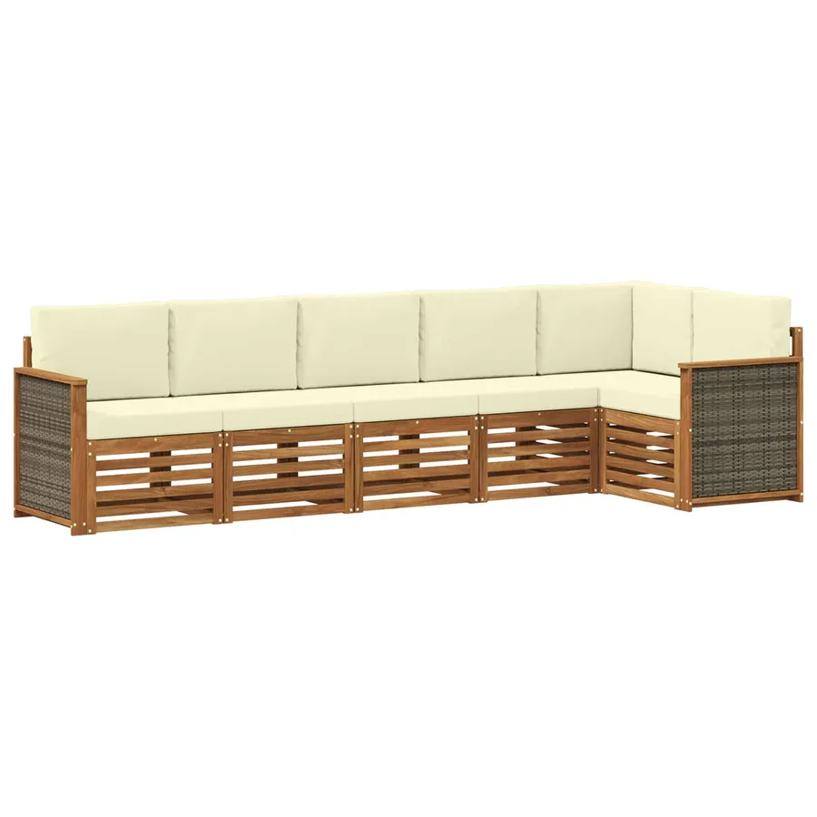 Ensemble de canapé d'angle avec coussin 5 pcs Naturel et Crème - 2