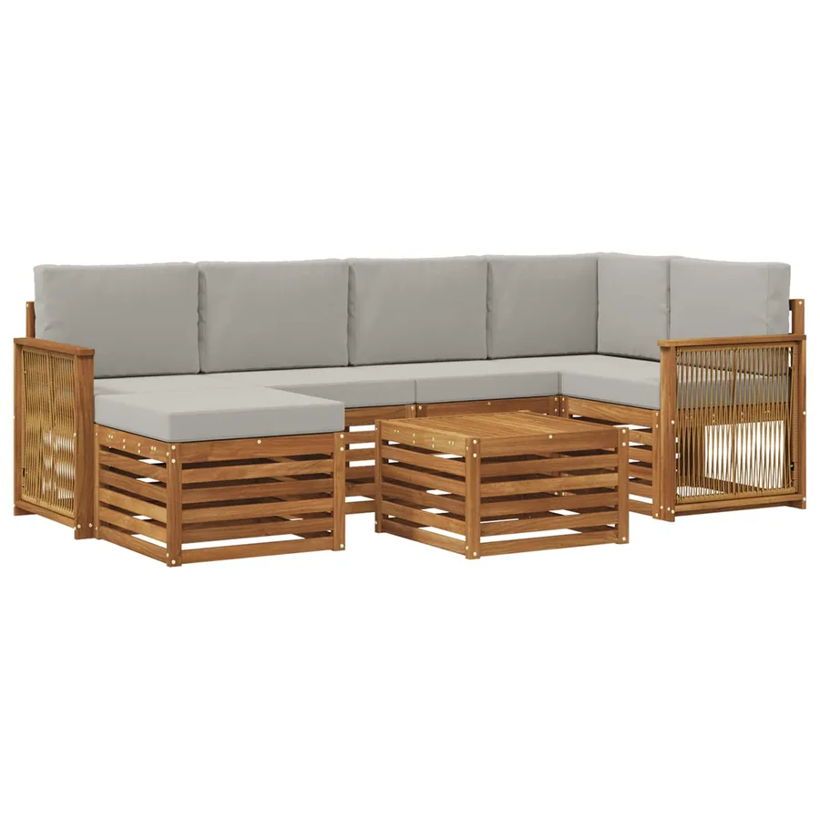 Ensemble de canapé d'angle 6 pcs Naturel et gris clair - 2