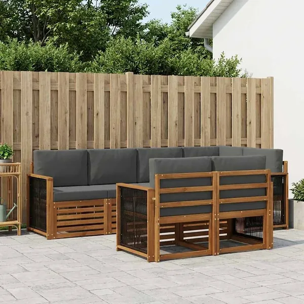 Ensemble de canapé d'angle 6 pcs Naturel et Anthracite