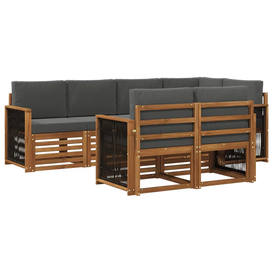 Ensemble de canapé d'angle 6 pcs Naturel et Anthracite - 2